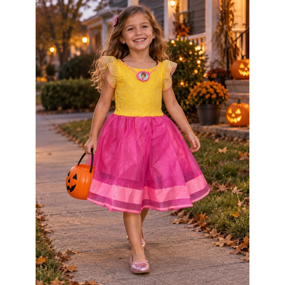 Fancy Nancy costume dress Yellow Pink Tulle Sparkly Halloween
